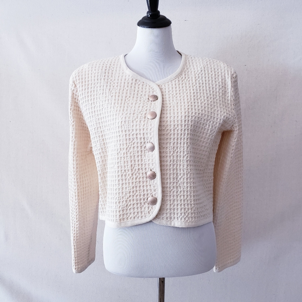 Vintage 80's Cactus Flower Cardigan 100% Cotton Made in USA